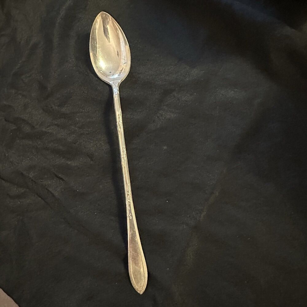 VNTG New England Silver Plate “Rosemary” 1919 Iced Tea Spoon–Elegant Floral Patt